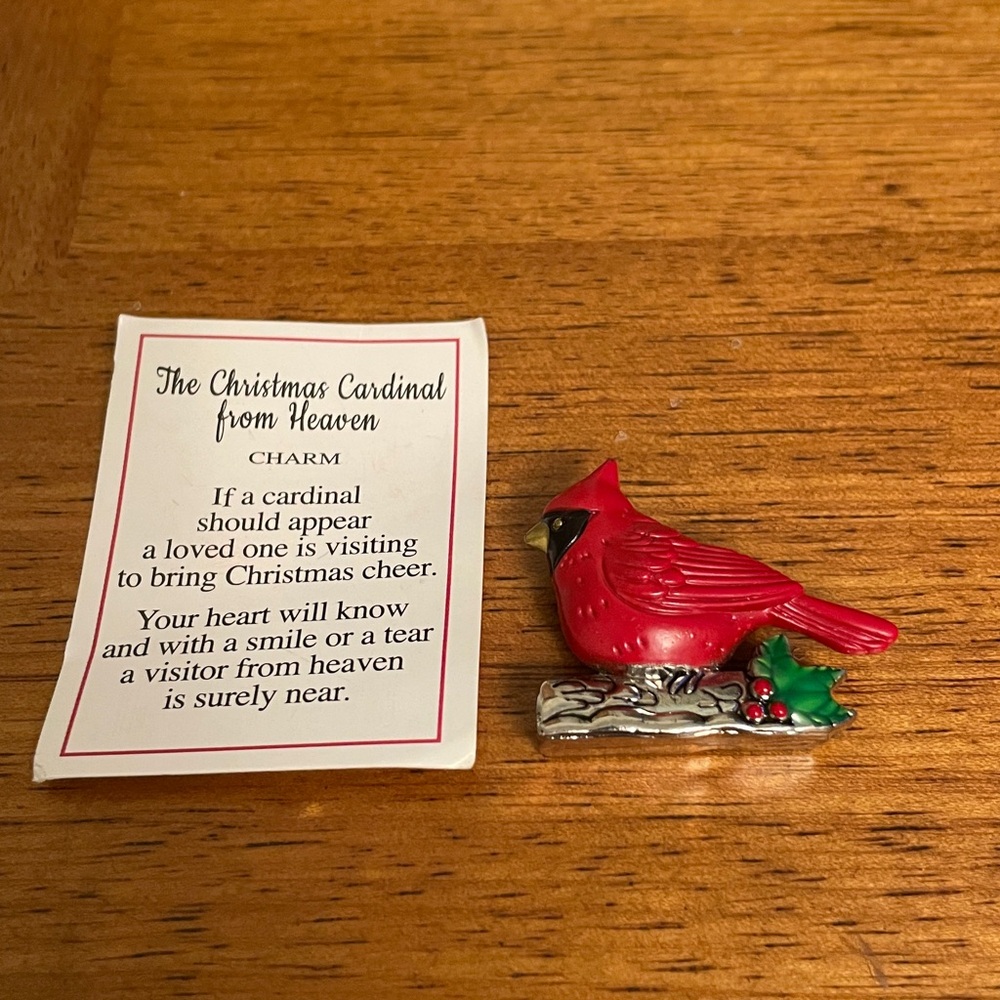 Metal Miniature Christmas Cardinal from Heaven Charm for Pocket Shelf or Held - Picture 6 of 9
